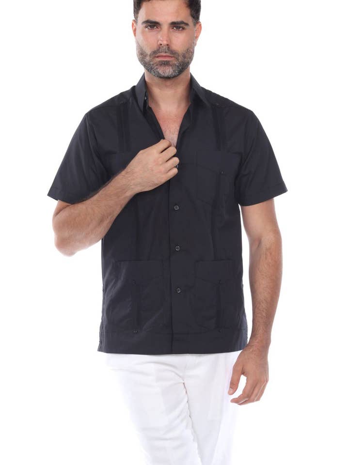 Chemise Guayabera Classique à Quatre Poches pour Homme Mojito en Mélange de Polyester et Coton à Manches Courtes pour la vente par MOJITO COLLECTION