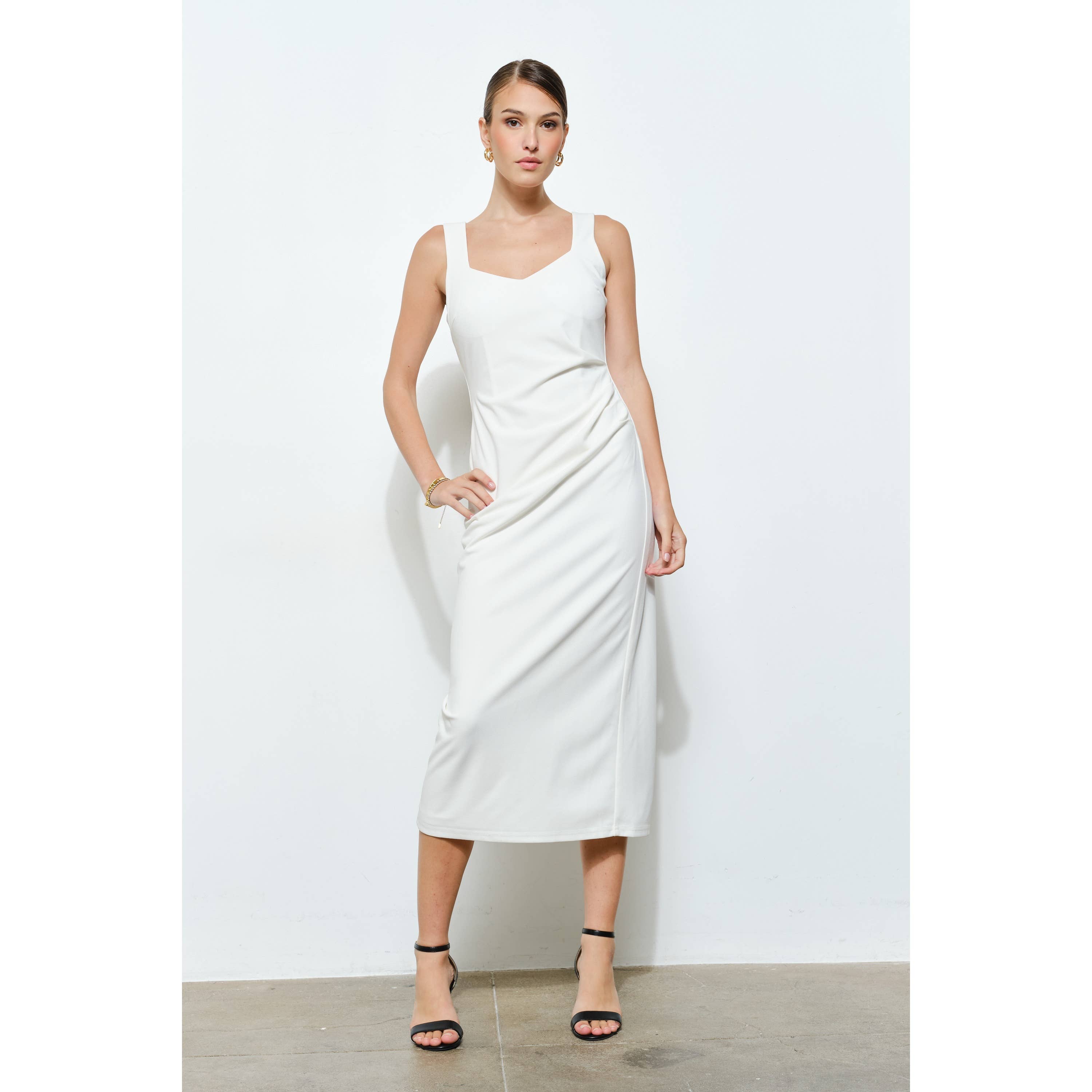 INA - Wholesale Dress - Women's - Knit Crepe Bodycon Midi with Princess Neckline24