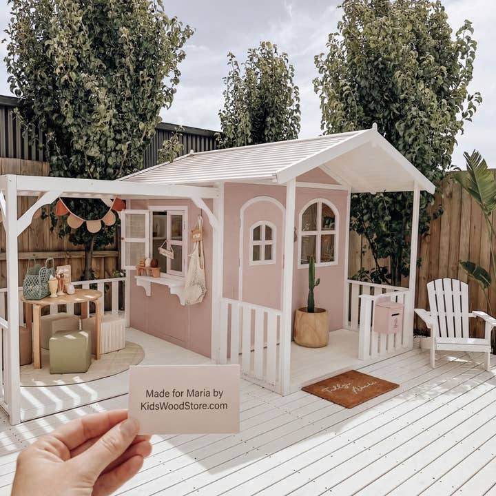 Casetta da Gioco di Lusso in Legno per Esterni con Veranda Anteriore e Laterale per la vendita all'ingrosso da parte di Kids Wood Store