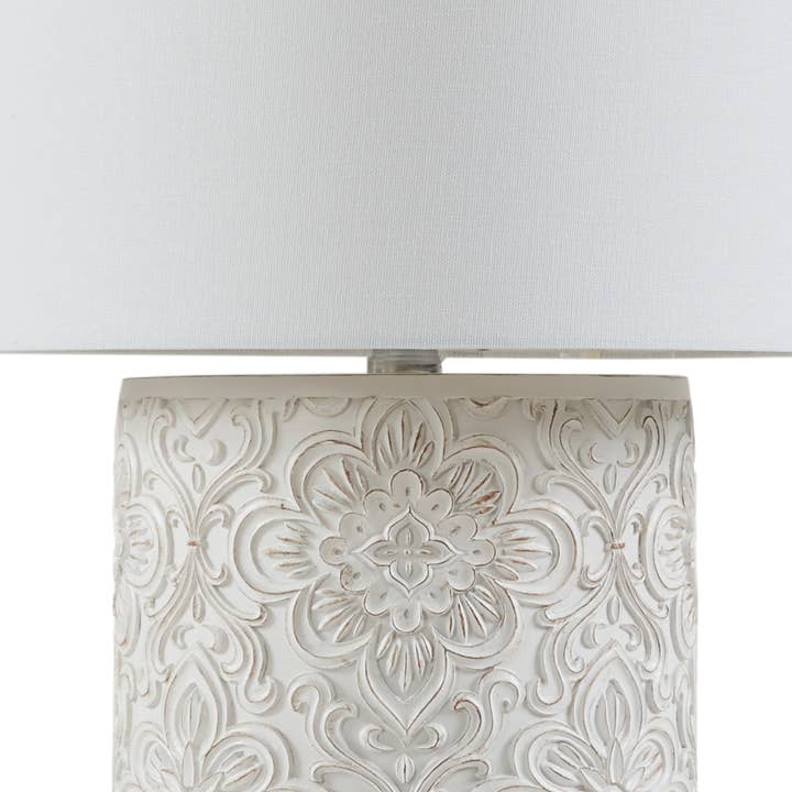 Olliix - Wholesale Accent/Desk Lamp - Dimmable Farmhouse Distressed Floral Table Lamp, Cream