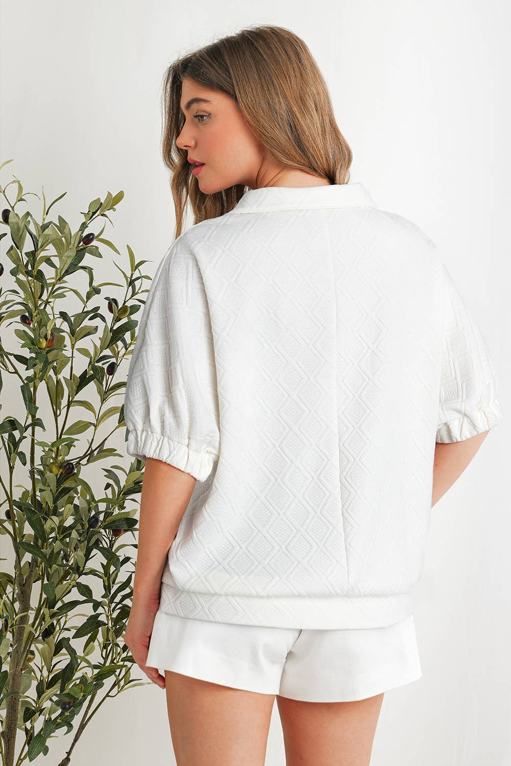 Aapparella - Wholesale Blouse - Women's - Textured Colorful Tape Zip Collared Top | S-XL1