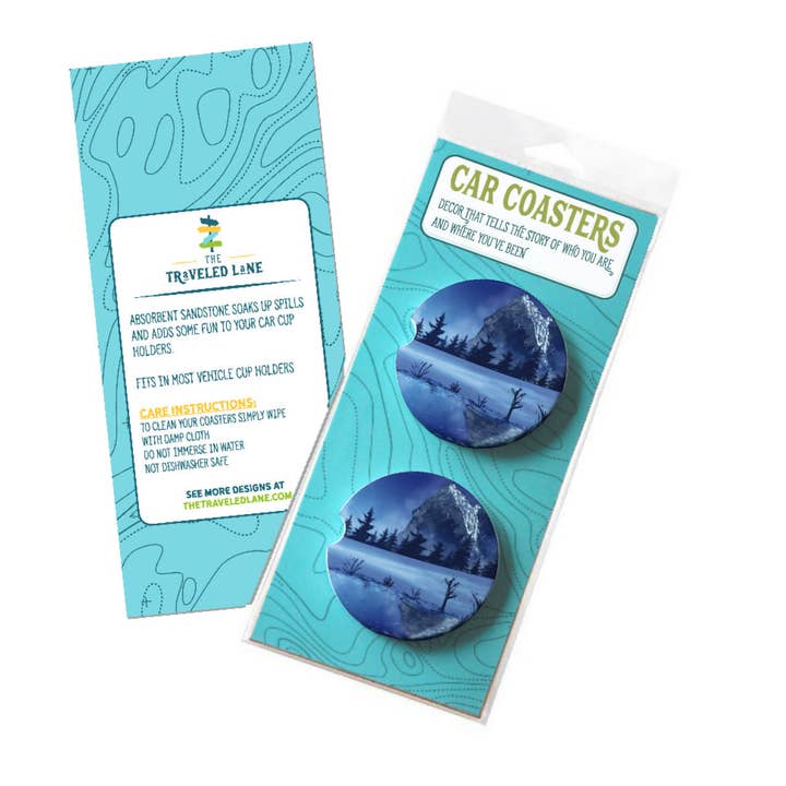 Winter Mountain Car Coaster - Set of 2 for wholesale by The Traveled Lane®
