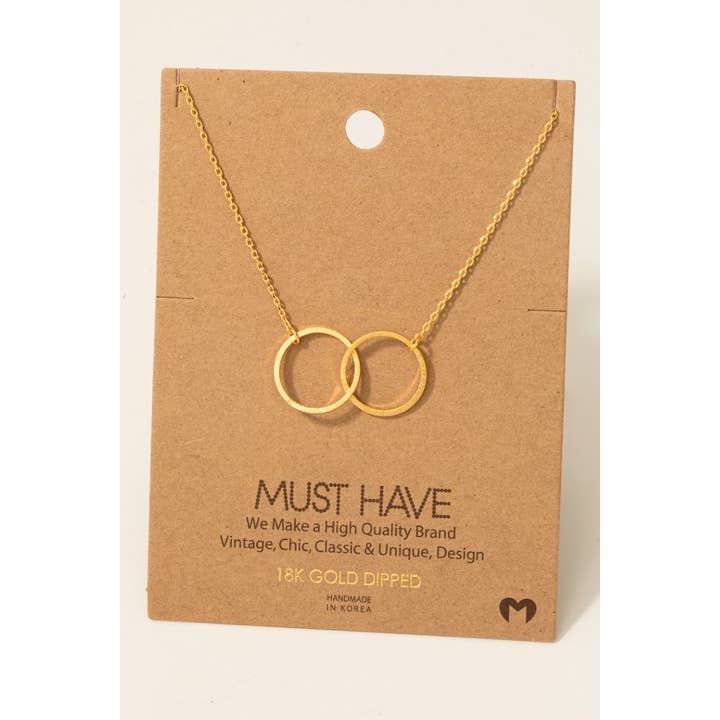 Fame Accessories - Wholesale Pendant/Charm Necklace - Metallic Dual Circle Pendant Necklace