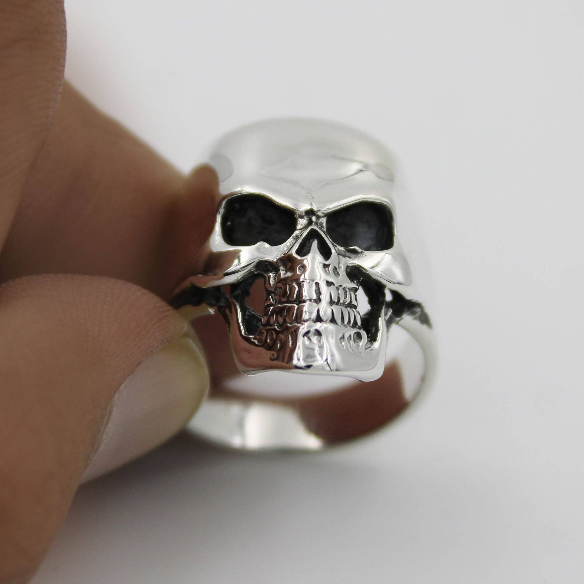 Silvex Jewelry - Wholesale Cocktail/Statement Ring - Gothic Skull Sterling Silver Men Ring - Biker Jewelry4