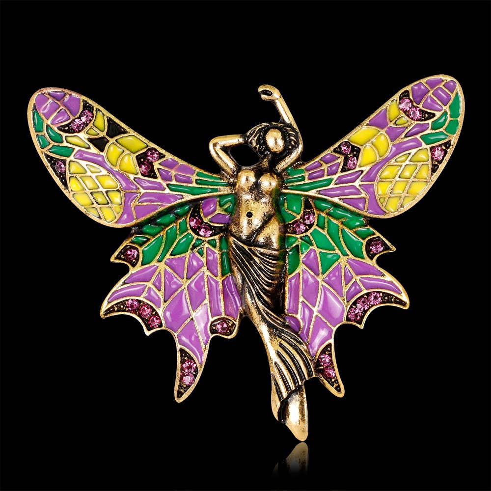 Colorful Vintage Enamel Fairy - Winged Brooch for wholesale on Faire9