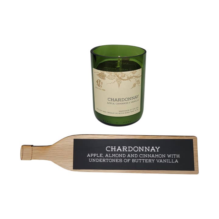 Rescued Wine Candles - Wholesale Retailer Display - Home & Living - Chardonnay shelf talker for display3