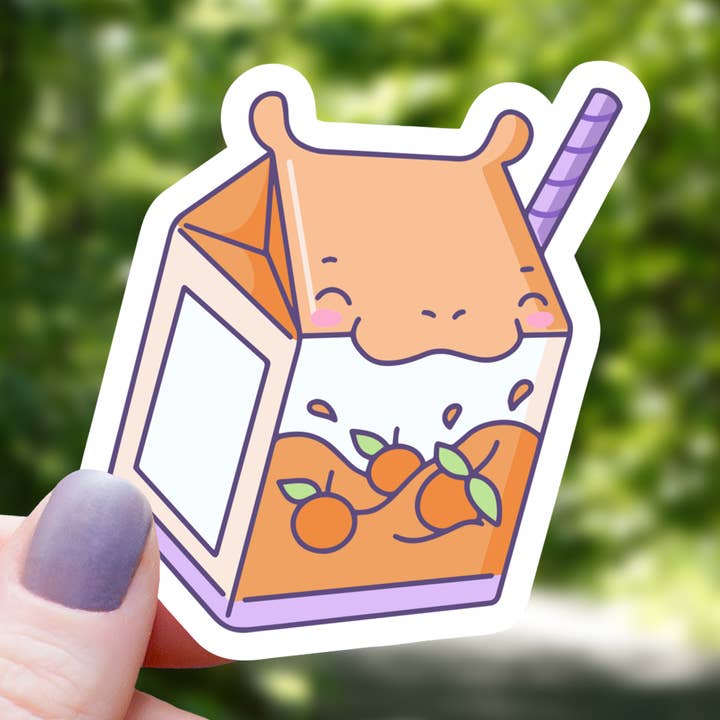 Kawaii Hippo Juice Box Sticker - 3" voor wholesale door Mimic Gaming Co