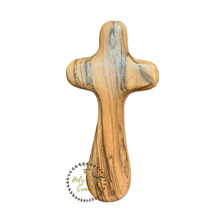 Olive Wood Holding Cross for wholesale by Holy Land Cradle