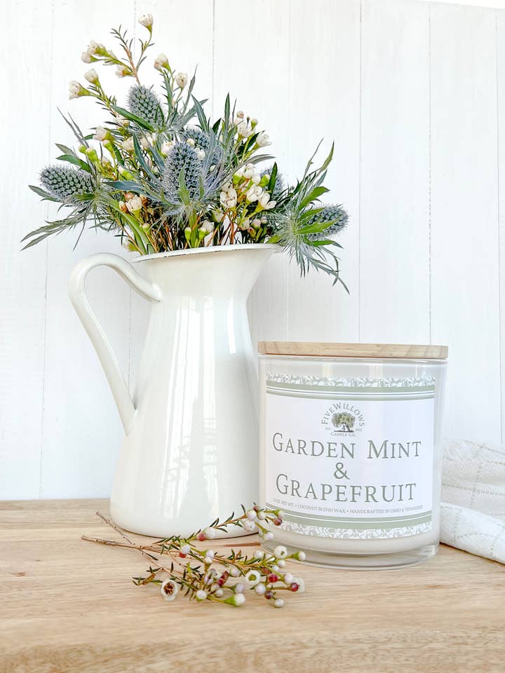 Garden Mint & Grapefruit 15 oz. Signature Tumbler Candle for wholesale by Five Willows Candle Co.