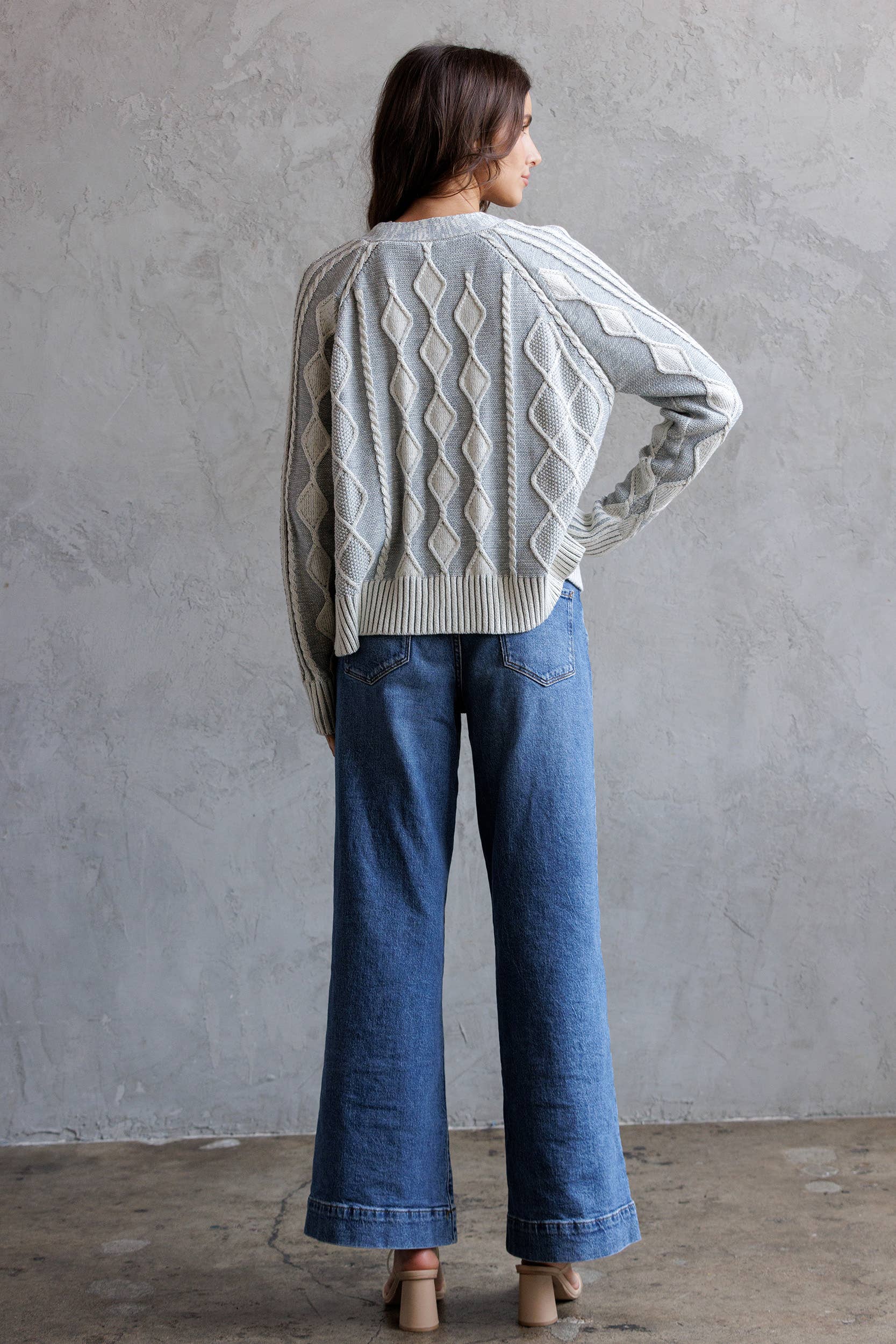 STORIA - Vente Cardigan – femme - JT7252-GILET À BOUTONS EN MAILLE CÂBLÉE11