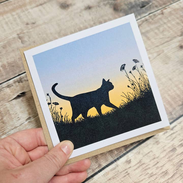 Prowl - Single Square Greetings Card for wholesale by Flotsam Prints