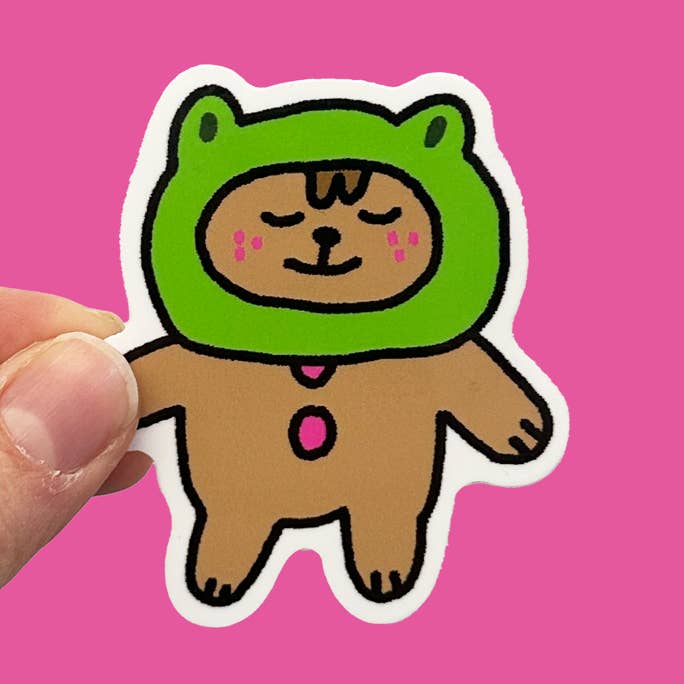 Autocollant en vinyle Froggy Bear pour la vente par Lizzy Itzkowitz