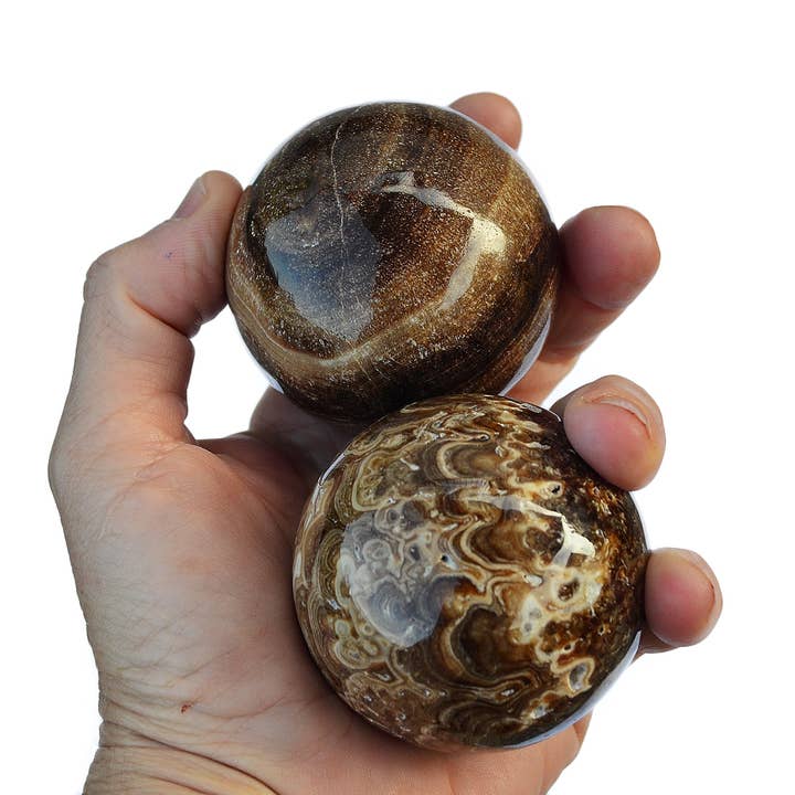 Kaia & Crystals - Wholesale Spiritual Stone/Crystal - Chocolate Calcite Sphere Crystal (45mm - 60mm)1