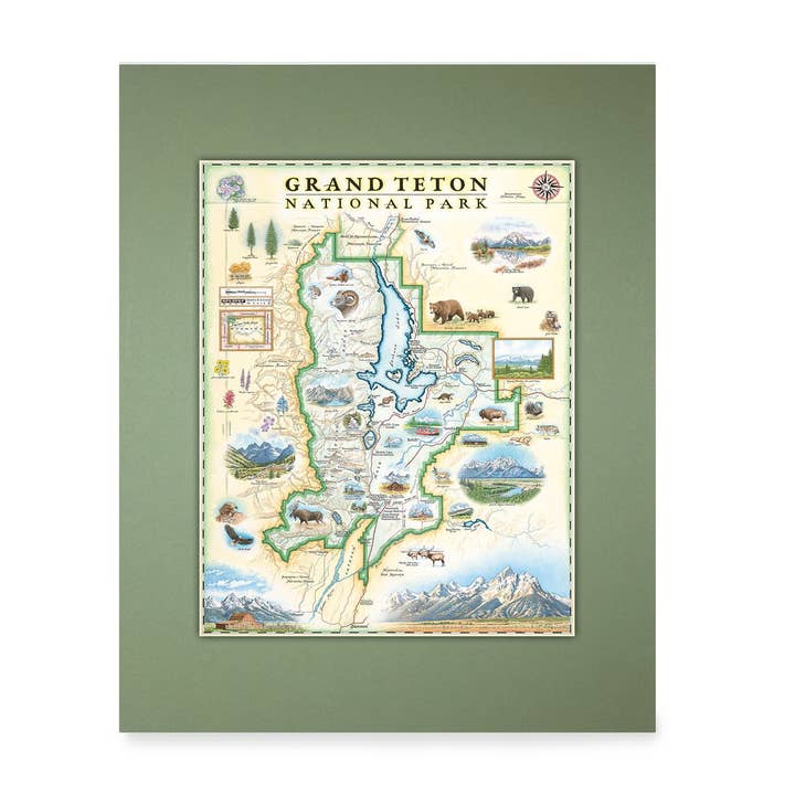 Grand Teton National Park Park Pre-Matted Mini Maps for wholesale by XPLORER MAPS