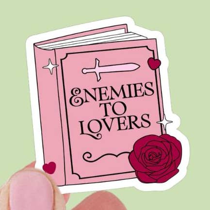 Enemies To Lovers Floral Rose Romance Book Vinyl Sticker for wholesale by Limes & Lilly