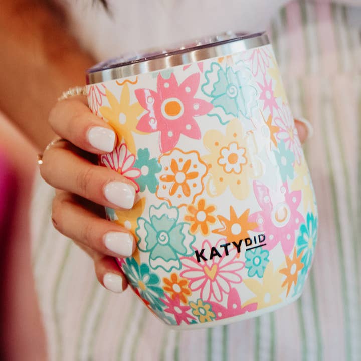 Spring Flowers Stainless Steel Wine Tumbler for wholesale by Katydid