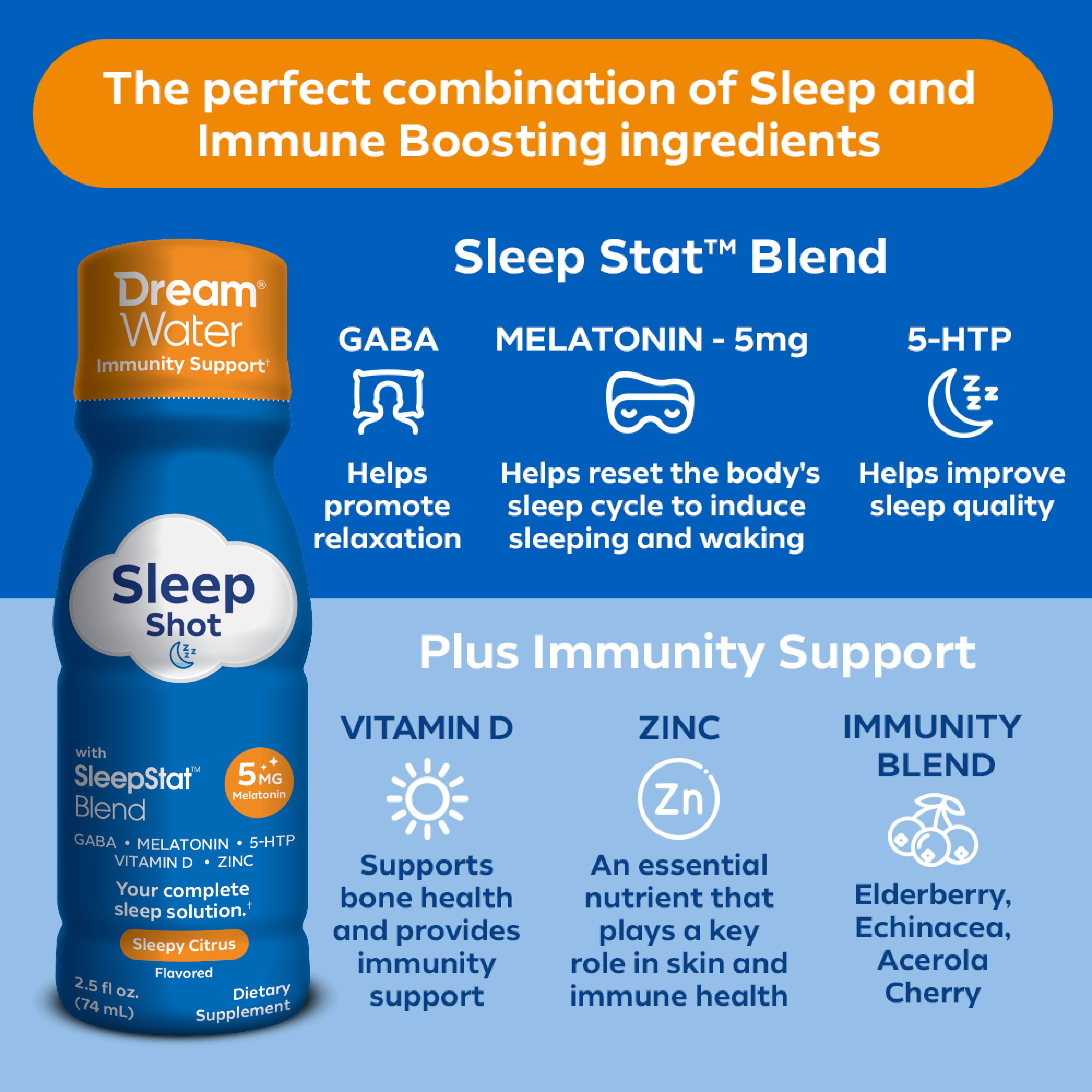 Dream Water - Wholesale Oral Supplement/Vitamin - Dream Water Sleep Aid Liquid Shot - Immunity Support - 12 pk4