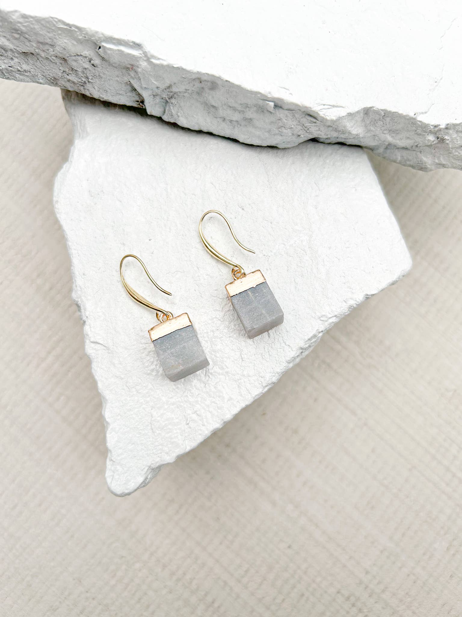 Roc Jewellery - Wholesale Dangle Earrings - Amazonite Cube Gold Plated Gemstone Crystal  Earrings2