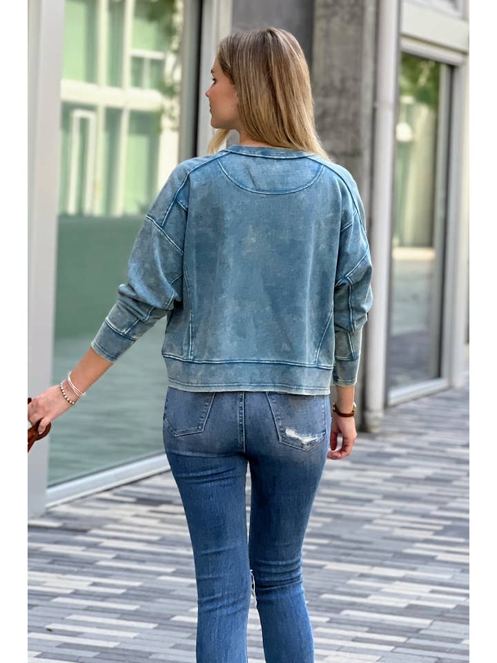 42POPS – Großhandel Sweatshirt – Damen – , French Terry Gewaschene Crop Pullover Kollektion1