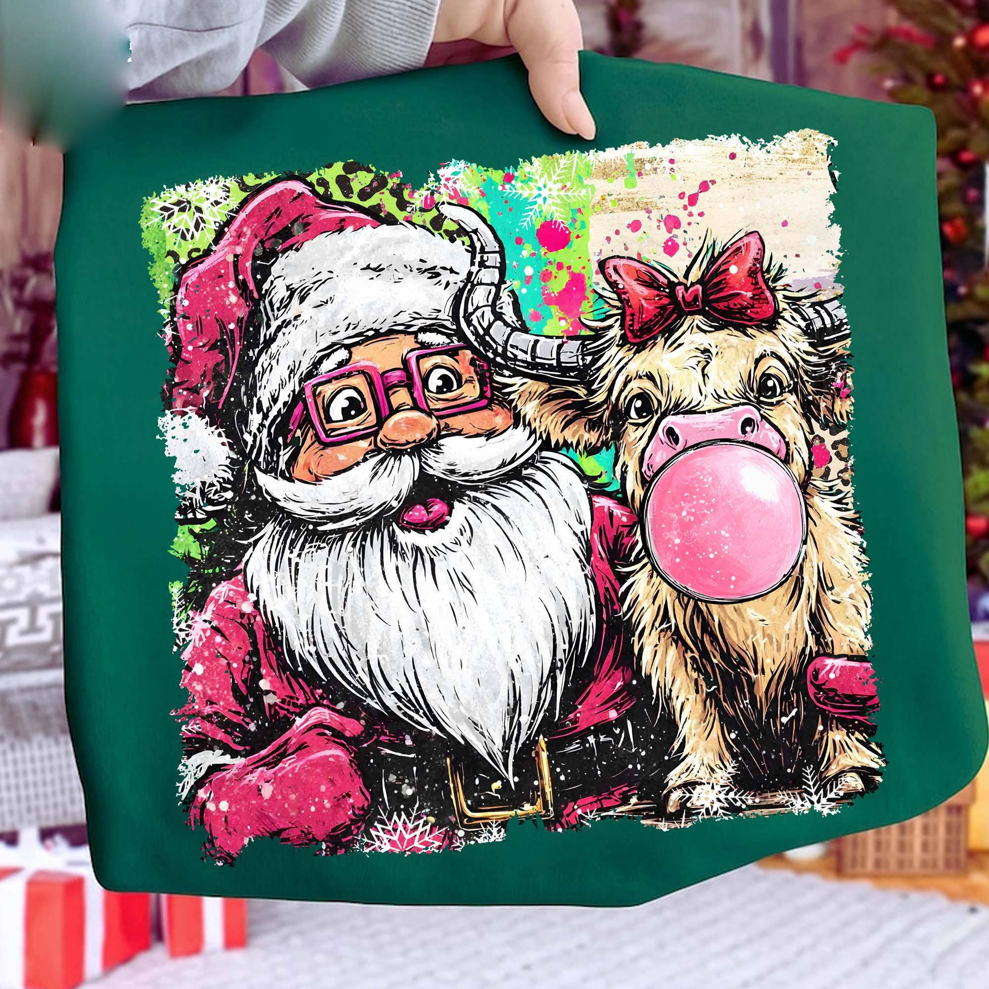 NVC Ecommerce LLC – Großhandel T-Shirt (Grafikdruck) – Damen – Preppy Weihnachtsmann und Rentier Shirt, Weihnachtsmann Sweatshirt3