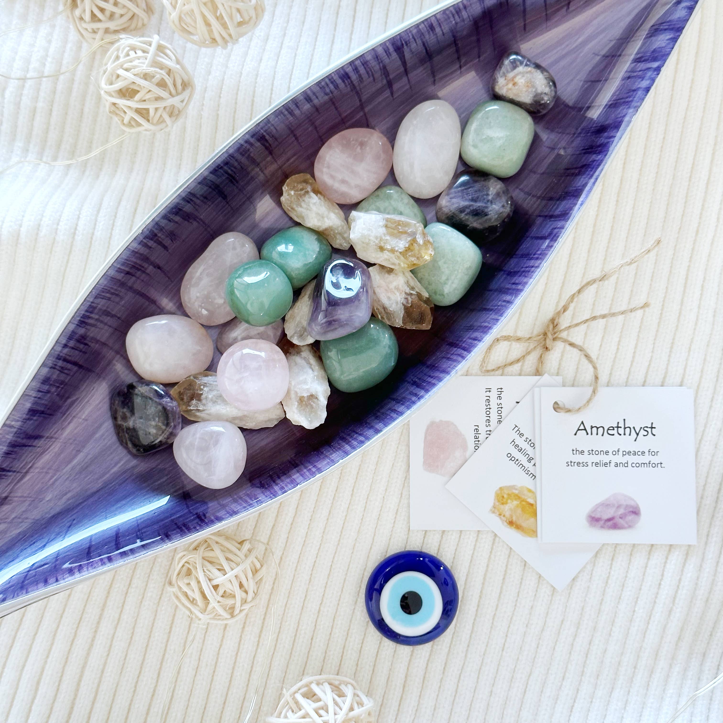 Evileyefavor - Wholesale Spiritual Stone/Crystal - Wholesale Healing Crystal Set - Amethyst, Citrine with Card0