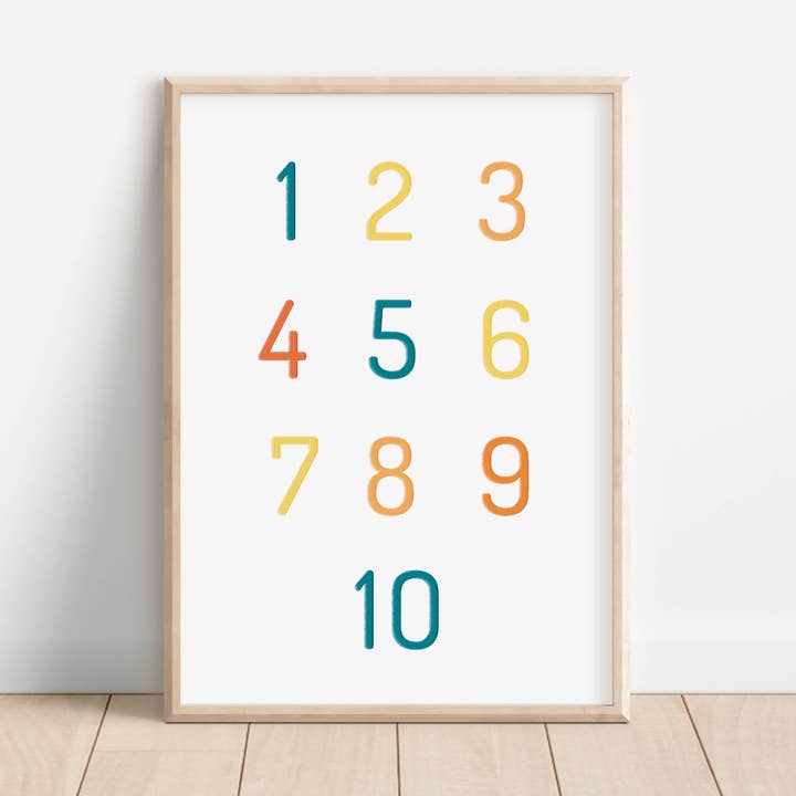 Poster Zahlen A4 Lernposter für Kinder für den Großhandel von Diana Marc Illustration