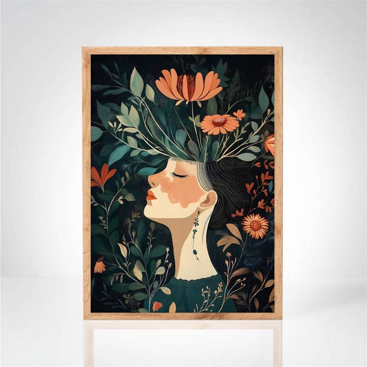 Cartaz Botânico Mulher Natureza – Ilustração Poética por atacado de La maison de l'affiche