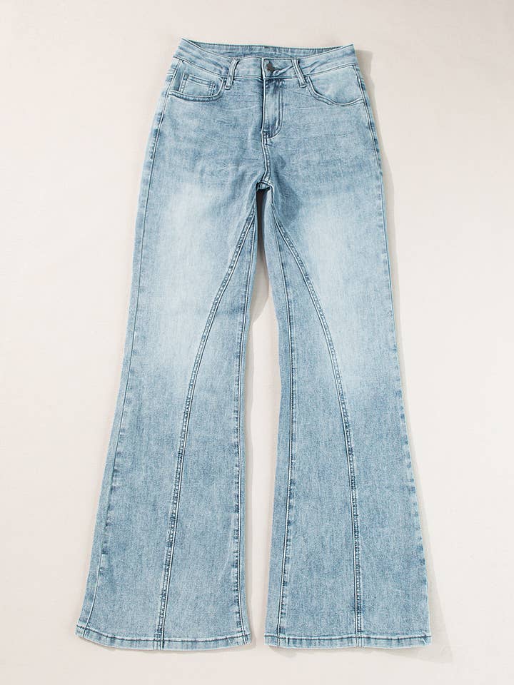 Jean long taille haute à jambes extra larges et délavé à l'acide pour la vente par Umorger