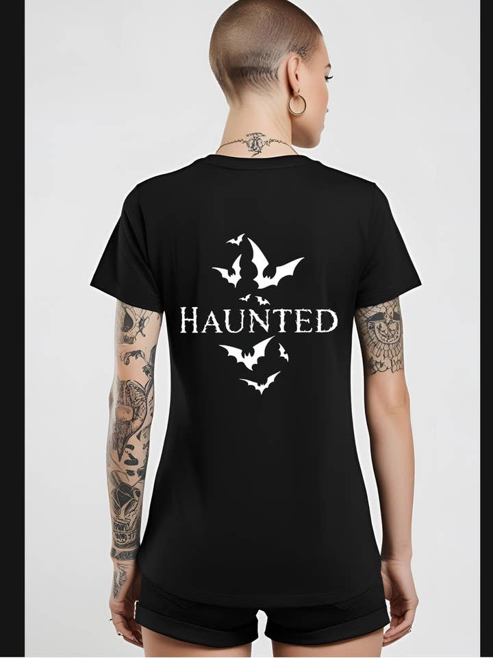 Haunted Bats Goth Gothic T-Shirt Cotton for wholesale by Brick Shirt House
