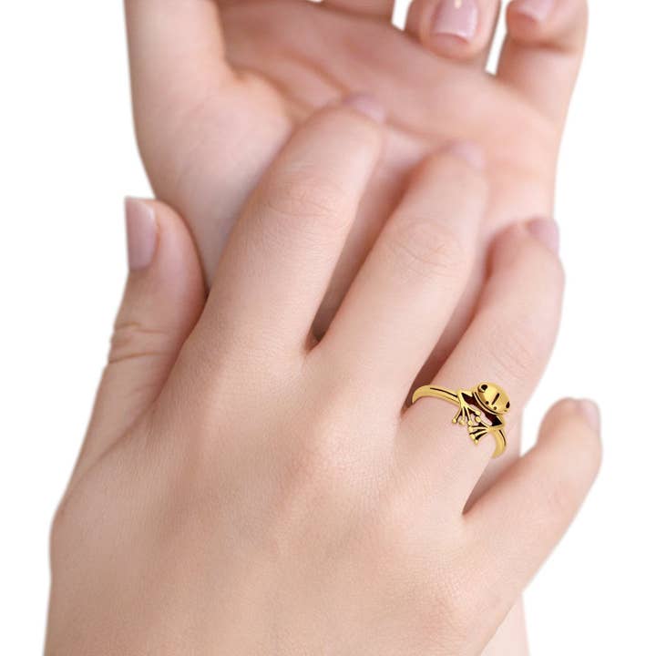Oxidized Frog Ring Peeping Yellow Tone Plain Band for wholesale on Faire