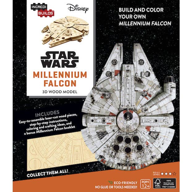 Insight Editions - Wholesale DIY Craft Kit - IncrediBuilds: Star Wars: Millennium Falcon 3D Wood Model