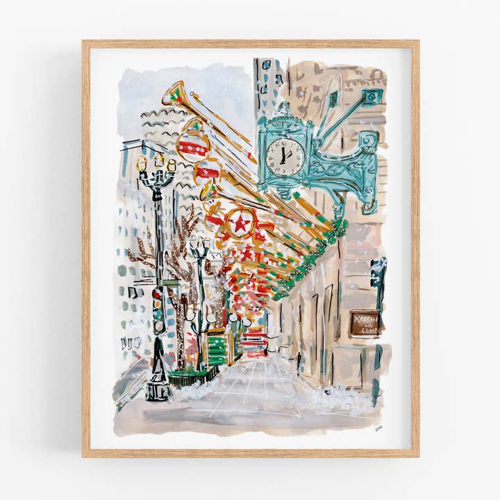 Rachel Reynolds Art - Wholesale Art Print - Christmas In Chicago, State Street Art Print1