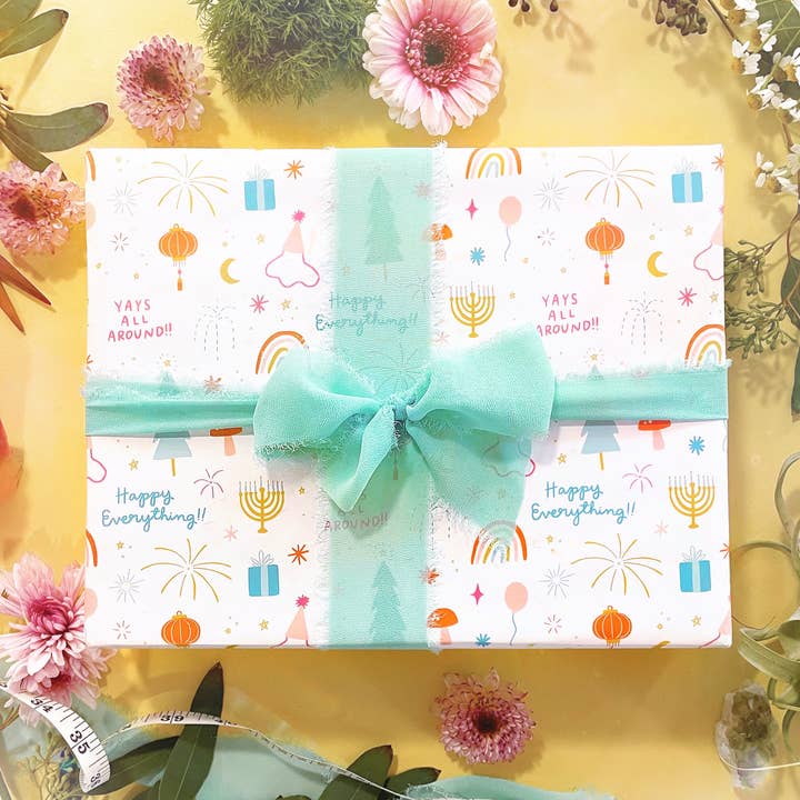 Happy Everything Wrapping Paper - 3 Sheet Roll for wholesale by Abbie Ren Illustration