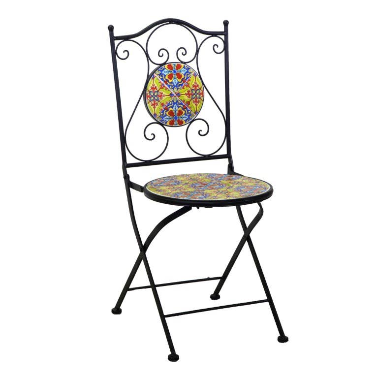 Multicolor Catania Round Metal Mosaic Table With 2 Chairs CMø60h75 for wholesale on Faire0