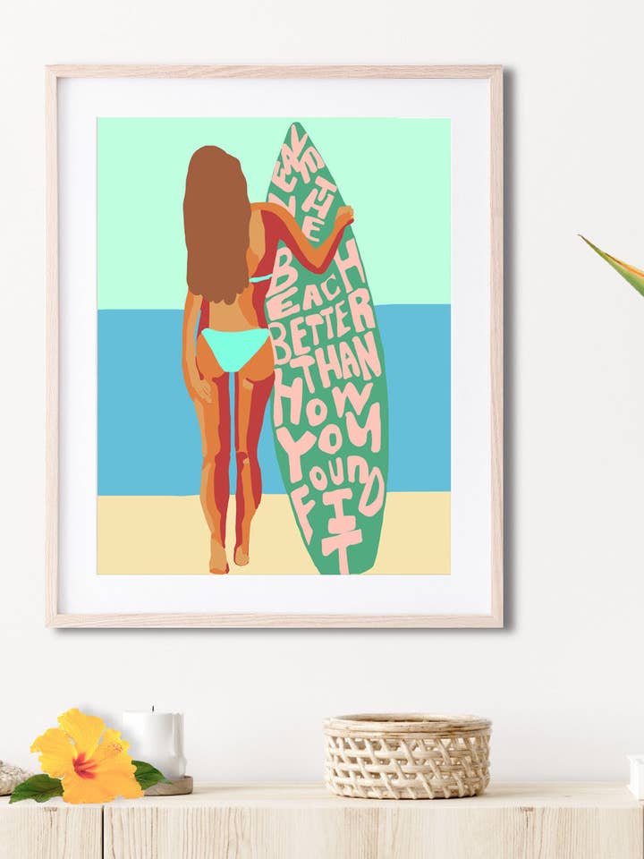 Clean The Beach Matted Print for wholesale by Paradise Now Hawaiʻi
