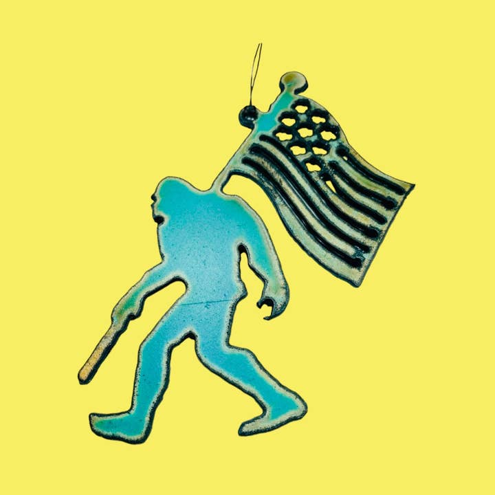 Bigfoot Flag ornament lodge cadeau souvenir sasquatch Yeti USA voor wholesale door Iron Jewel