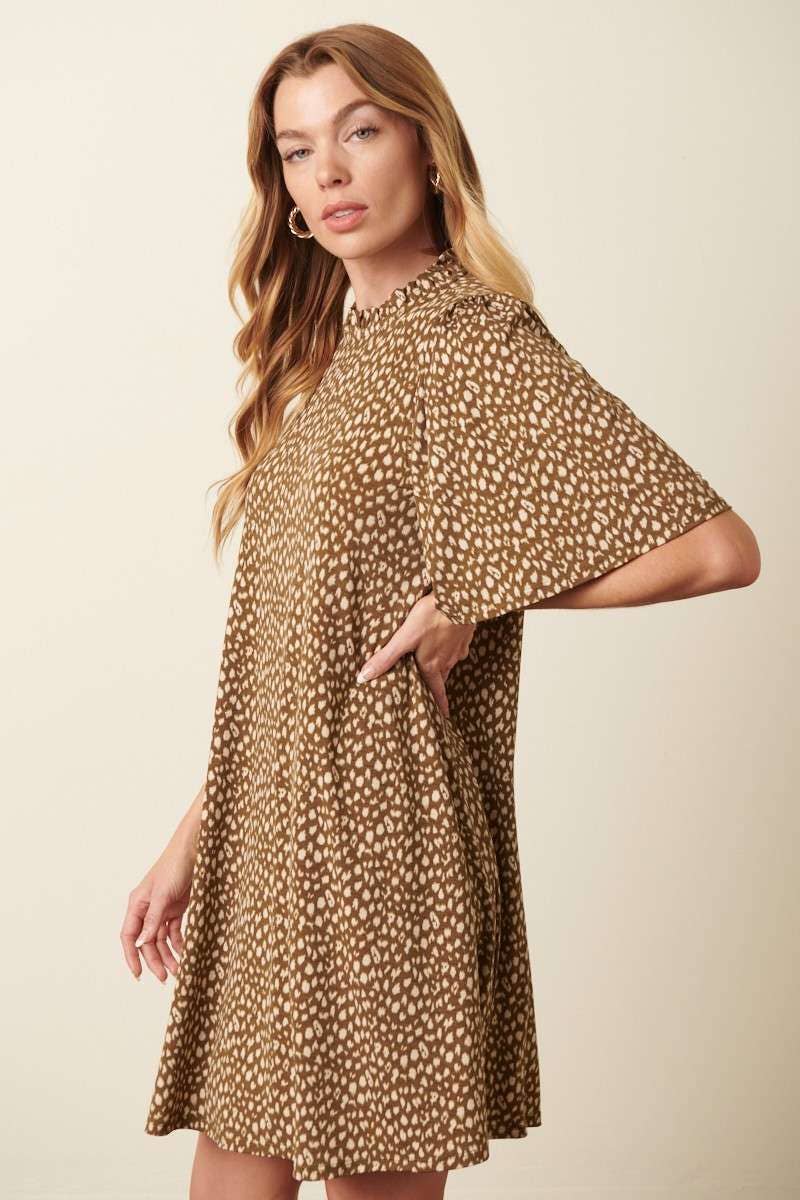 mittoshop - Wholesale Dress - Women's - ANIMAL PRINT RUFFLE MOCK NECK MINI DRESS3