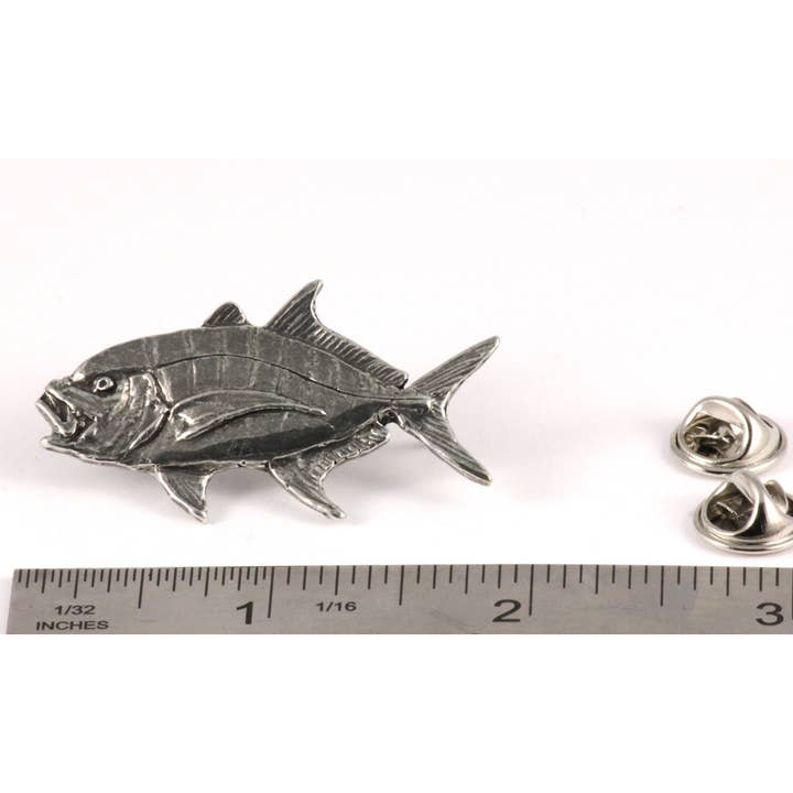 Creative Pewter Designs - Wholesale Lapel Pin/Button - Golden Trevally Fish Pewter Lapel Pin or Magnet S0192