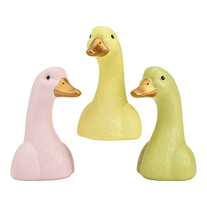 Cabeças de pato em poli, 3 unidades, Amarelo/Rosa/Verde (L/A/P) 9x15x10cm por atacado de Wurm