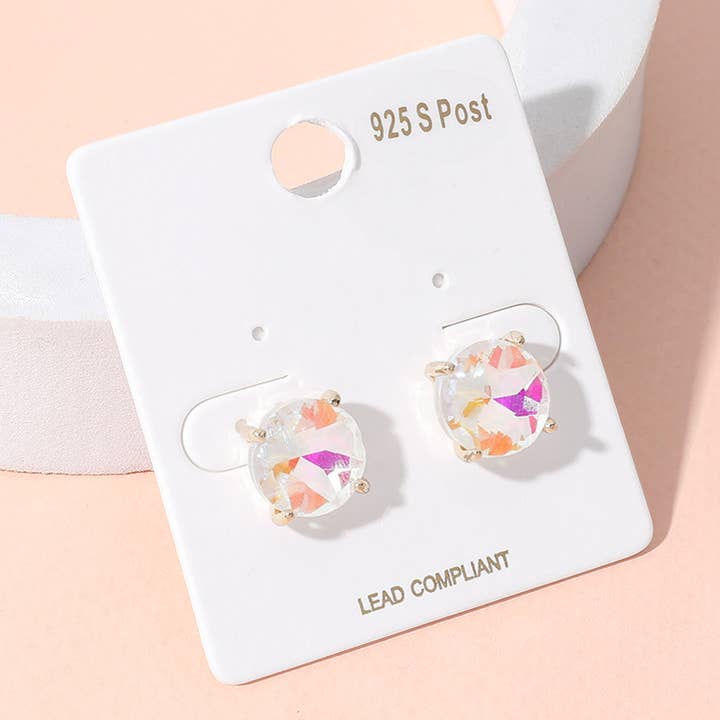 Sensibling Corp. - Wholesale Stud/post earrings - Round Stone Cushion Stud Earrings
14