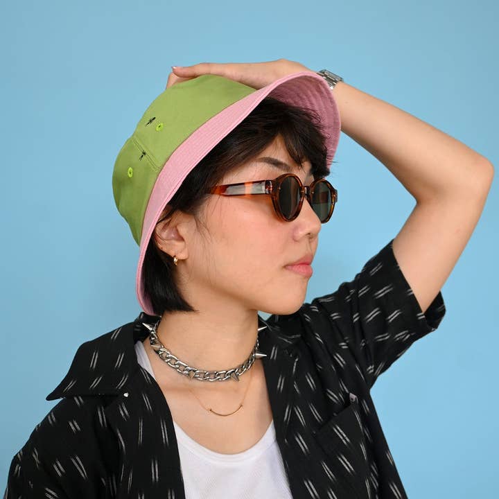 Natali Koromoto - Vente Bob – femme - Bonnet « Ants on Your Hat » ▲Vert▼ Rose5