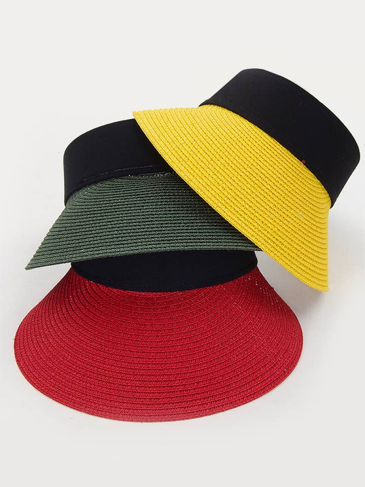 Two Tone Solid Visor Summer Sun Hat for wholesale by Hana