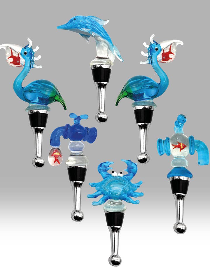 Strandliv Flaskestoppere - Sæt med 6 for engroshandel hos Nobile Glassware Ltd.