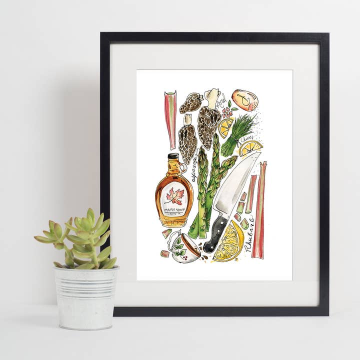 Spring Kitchen Foodie Illustration for wholesale by Jessica Flores Design