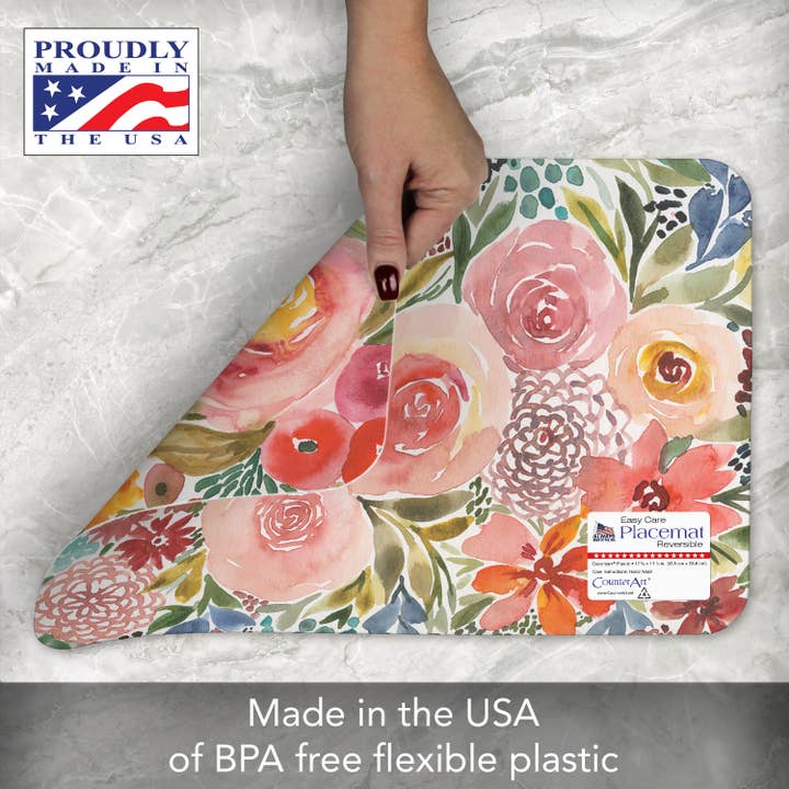 CounterArt/Highland Home/Thirstystone/CoasterStone - Wholesale Placemat - Full Bloom Reversible Easy Care Flexible Plastic Placemat