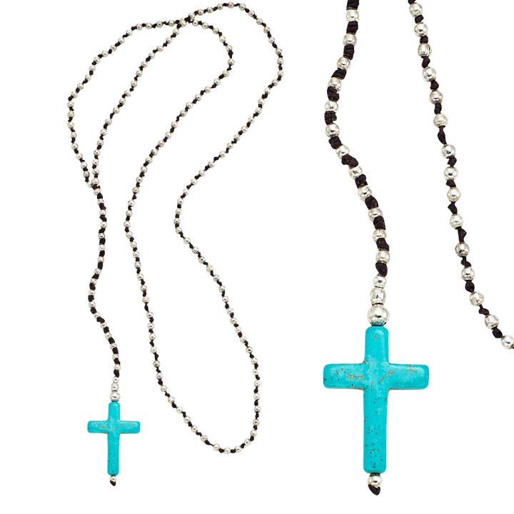 Cuenta Cruz Turquesa Plata para venta al por mayor de Benjamin International