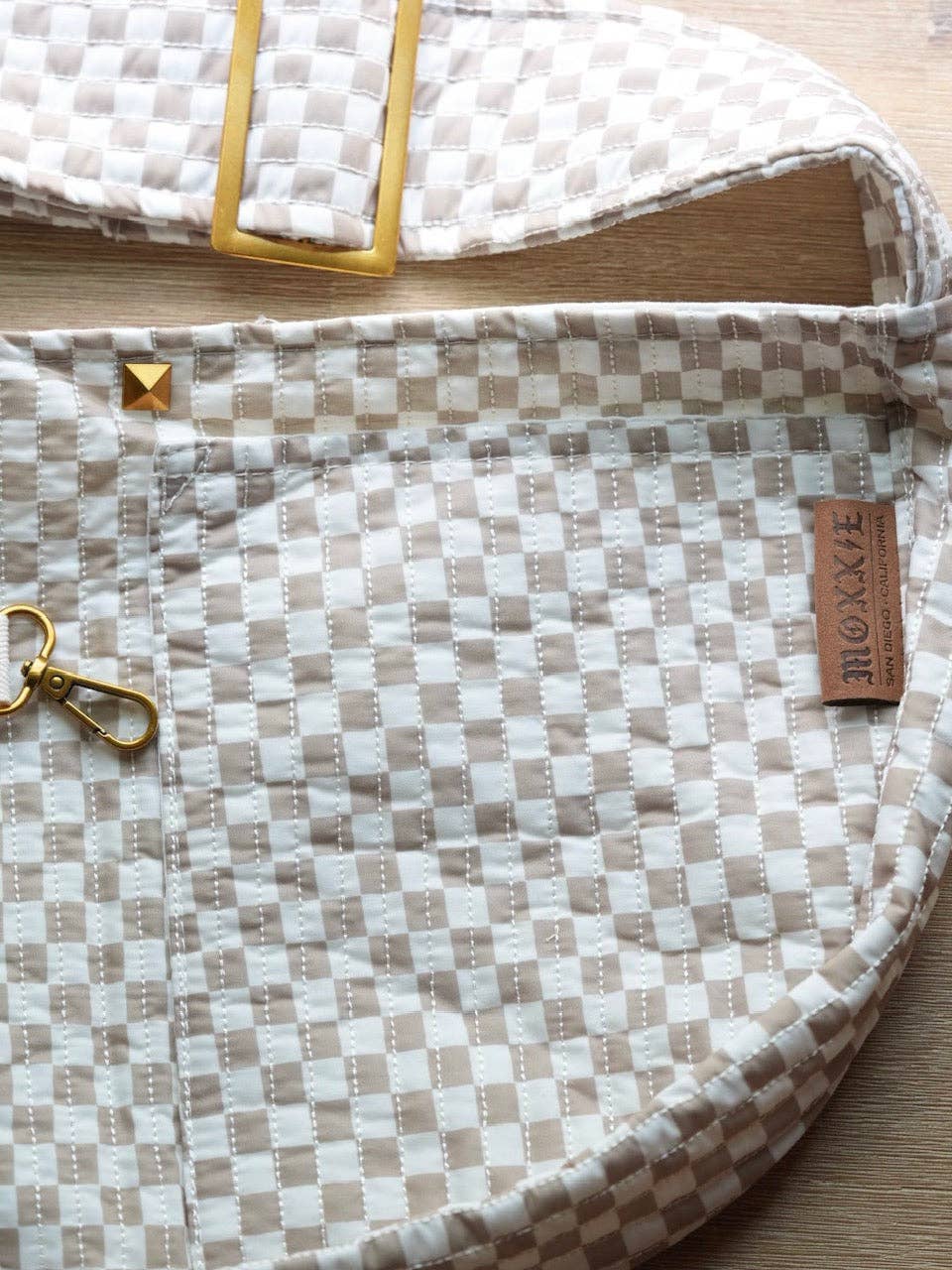 White and Tan Pet Sling Carrier- the "Luna" for wholesale on Faire4