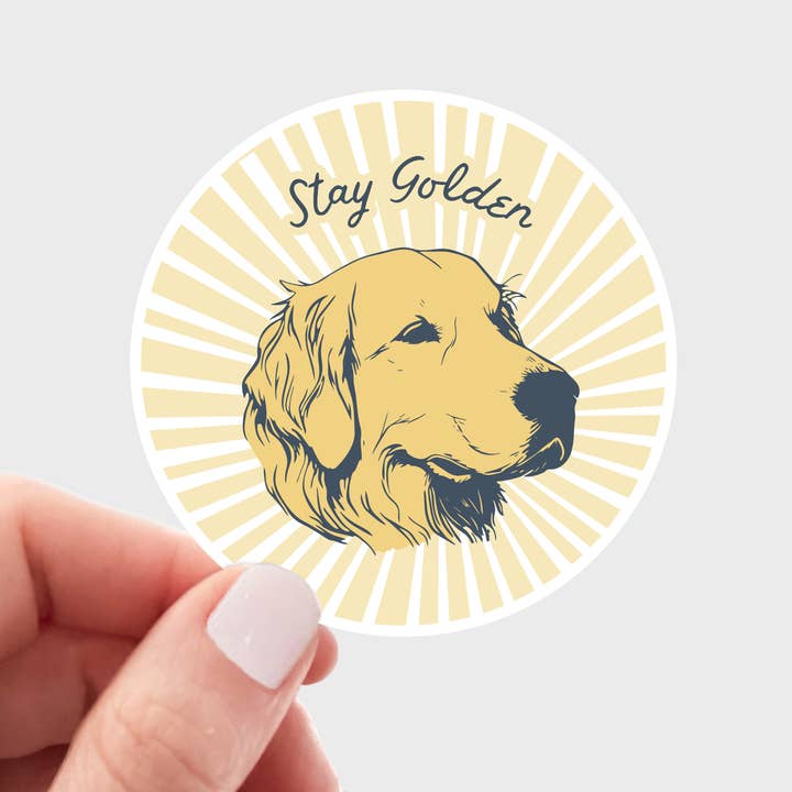 Stay Golden Sticker - dog mom, retriever, pet store, puppy for wholesale by Yarnival