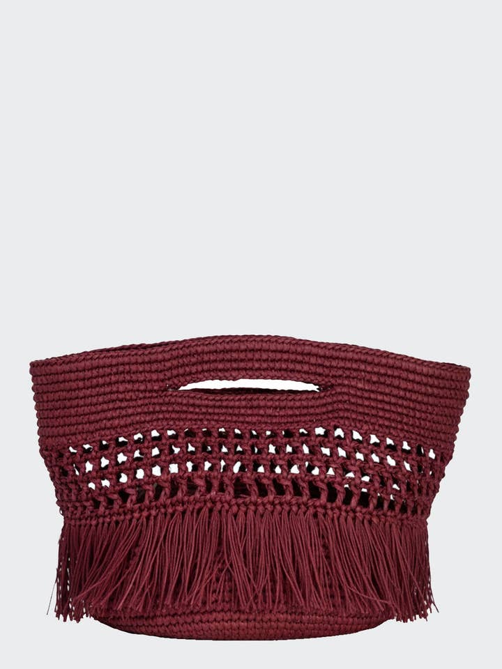 Paola Toquilla Straw Clutch Burgundy for wholesale by The Folklore