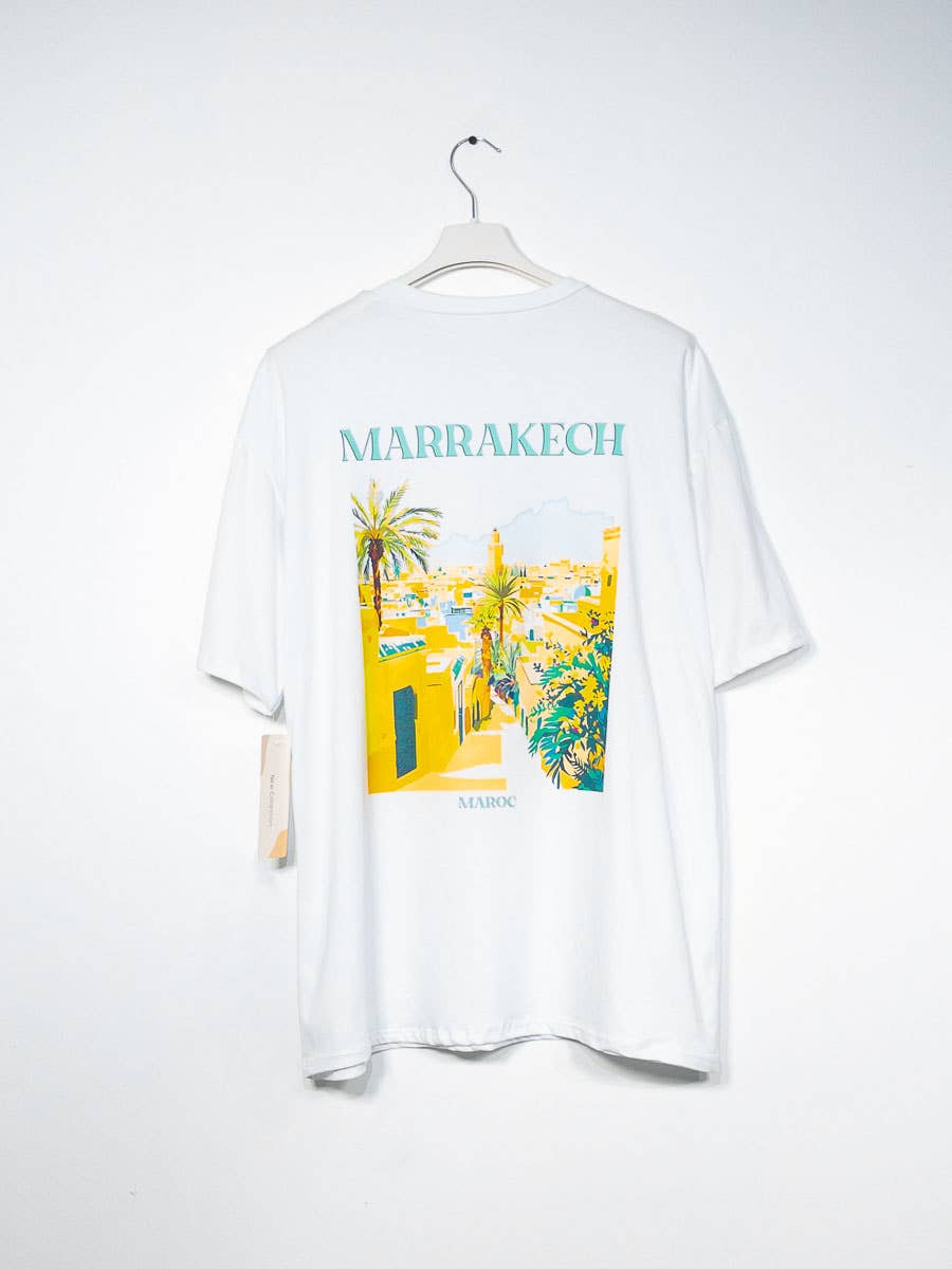 IDEAL OUTFIT – Engroshandel T-shirt med print - Unisex – Oversized unisex T-shirt med Marrakech-tryk REF: YTS1150